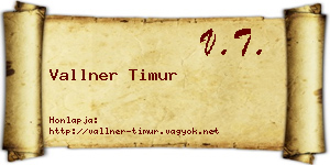 Vallner Timur névjegykártya